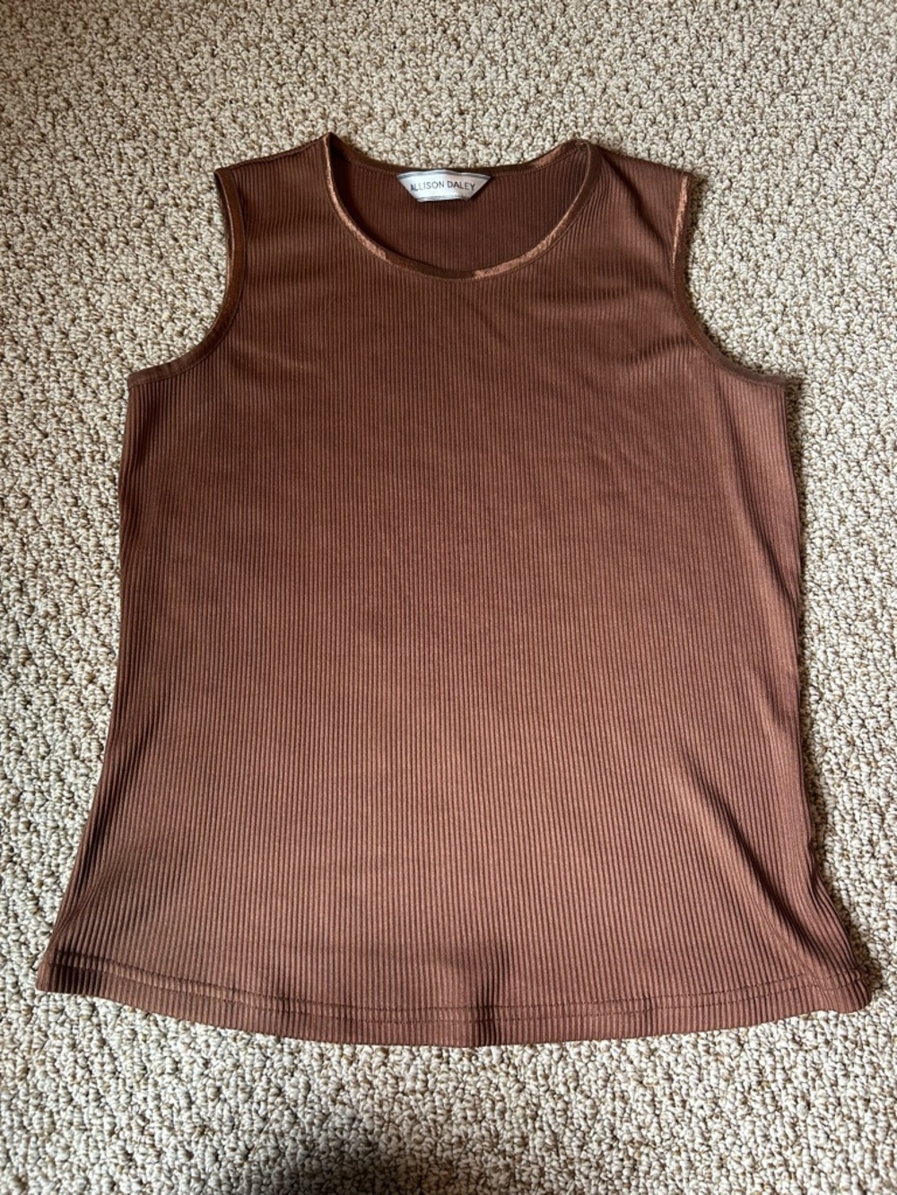 Allison Daley Ribbed Sleeveless Tank in Chocolate Brown